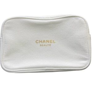 Chanel Beauté white cosmetic makeup bag NEW IN BOX